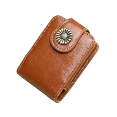 Imagem de Porta-batom de maquiagem fácil de transportar ao ar livre mini bolsa multifuncional com espelho capa protetora de viagem (marrom)