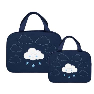 Imagem de Kit Bolsa e Frasqueira Maternidade Bebê Nuvem Alegria (Azul Marinho)