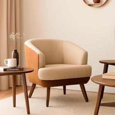 Imagem de Poltrona Dekorien Tamara Linho Decoração Alto Acabamento (Terracota Pérola)