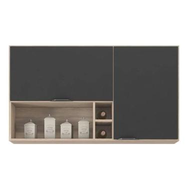 Imagem de Armário Aéreo Firenze 120cm 2 Portas Com Nichos Demobile Cor Avena/grafito