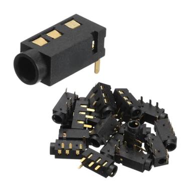 Imagem de uxcell Tomada estéreo de 20 peças, conector de áudio de 1/20.3 cm 3,5 mm 4 pinos PJ-320A PCB Mount soquete fêmea para microfone, fone de ouvido, reprodutor de mídia, leitor de MP3/MP4, preto