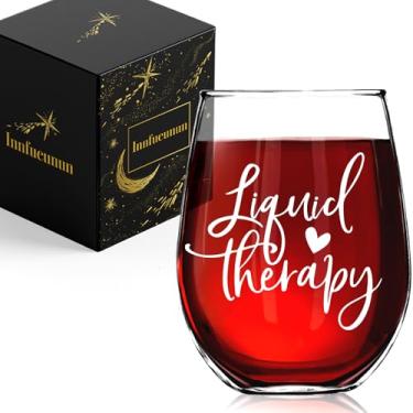 Imagem de Innfueunun Liquid Therapy Taça de vinho sem haste, aniversário engraçado, presente de Ação de Graças de Natal para amantes de vinho, presentes de agradecimento para mulheres, homens, enfermeiros