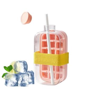 Imagem de Bandejas de cubos de gelo, máquina de gelo quadrada com tampa e máquina de cubos de gelo grande para uísque, coquetéis e caseiros, mantenha as bebidas geladas