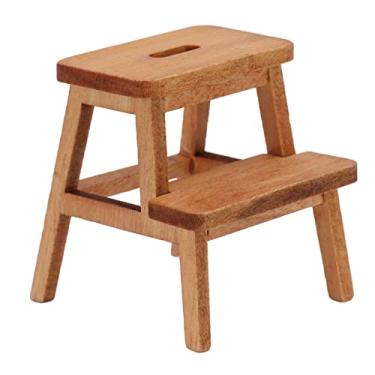 Imagem de TOPINCN 1:12 Banqueta para Casa de Bonecas, Cadeira de Madeira Em Miniatura Com 4 Pernas, Modelo de 2 Passos, Cadeira para Casa de Boneca, Cozinha, Sala de Estar, Acessórios de Quarto (Cor Madeira)