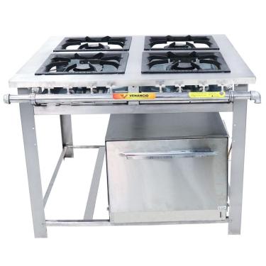 Imagem de Fogão Industrial Venâncio 4 Bocas Duplas A Gás Glp Baixa Pressão Inox Com Forno Maxi Mi4d4f-glp