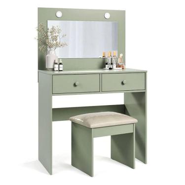 Imagem de Penteadeira Camarim E Banqueta Maia Com Almofada Caapi - Luapa Móveis