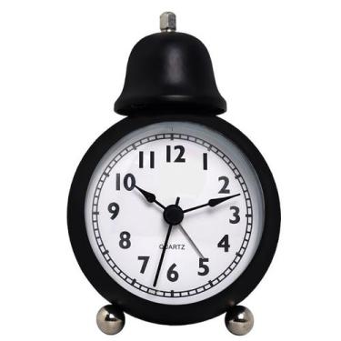 Imagem de Despertador clássico de metal retrô de metal único preto 13x8,5x6cm - 