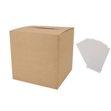 Imagem de Caixa de cartão de casamento papel multifuncional caixa de recebimento de cartão de presente grande capacidade acabamento rústico elegante para casamentos chás de bebê