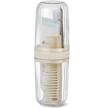 Imagem de Copo de escova de dentes removível para viagens, estojo portátil, viagens de negócios, recipiente de higiene de pasta de dente, organizador compacto para banheiro, armazenamento transparente para uso