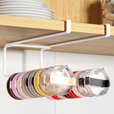 Imagem de Rack de armazenamento com tampa sem broca, gancho duplo, organizador de metal para copos Yeti/Stanley