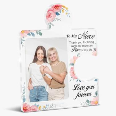 Imagem de QYCFDXD Porta-retrato para sobrinha, presentes de sobrinha de tia tio, moldura acrílica para aniversário, casamento, Natal, 10 x 15 cm