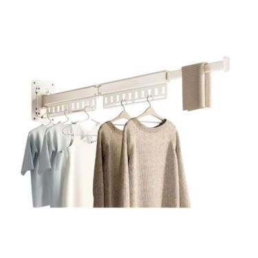 Imagem de Hhsdyl Cabide Dobrável de Parede, Estendal Retráctil Economizador de Espaço, para Lavandaria, Organização de Armários, Secador de Alumínio de Fácil Instalação,White,two