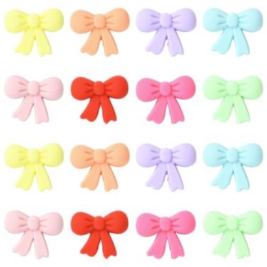 Imagem de Ipotkitt 32 peças, 8 cores, laço de silicone, contas focais, mini contas espaçadoras de arco fofas para artesanato faça você mesmo, joias, pulseira, colar, brincos, canetas, chaveiros