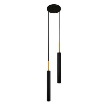 Imagem de Luminária Teto Pendente Tubo Duplo Mesa Balcão Preto Dourado - Singlel