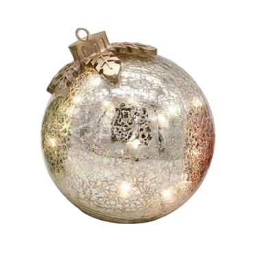 Imagem de KiBcsLic Bola de Natal para pendurar na árvore de Natal, enfeite de mesa luminoso, pingente encantador para guirlanda de casamento, decoração de parede de, Dourado