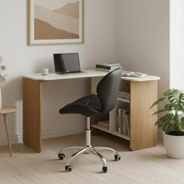 Imagem de Conjunto Mesa Nomad com Cadeira Escritório Vegas Base Giratória Estofa