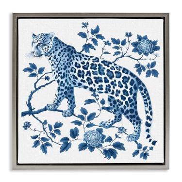 Imagem de Stupell Industries Arte de parede em tela flutuante em ouro floral ornamentada tradicional com leopardo, design por Lettered and Lined, 45,7 x 45,7 cm