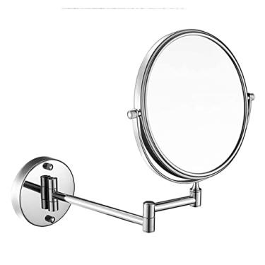 Imagem de YYBOES Espelho de maquiagem montado na parede Espelho cosmético de 20 cm Espelho de aumento dobrável de dupla face 5X