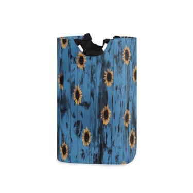 Imagem de CEBUGI Cesto de lavanderia de girassol com alças cesto de roupa suja dobrável para roupas, quarto, banheiro, dormitório