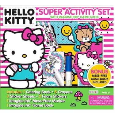 Imagem de Hello Kitty Conjunto de super atividades com tinta Imagine – Diversão criativa sem bagunça - 1 livro de colorir, 8 giz de cera, 3 folhas de adesivos, 2 adesivos de espuma, 1 marcador Imagine Ink