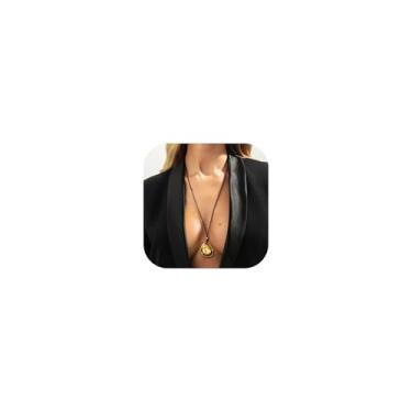 Imagem de Zurlcdye Colares com pingente de ouro grosso para mulheres, pingente delicado, moderno, longo, preto, cordão, presente de aniversário, acessórios de joias, presentes, Zinco, Sem Pedra Preciosa