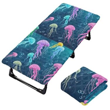 Imagem de Burbuja Lençol de berço colorido de água-viva para crianças, lençol de cochilo acolchoado portátil com faixa elástica para meninas e meninos, lavável na máquina, 63,5 x 127 cm