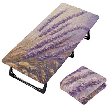 Imagem de Burbuja Lençol de berço de pintura de lavanda para crianças, lençol de cochilo acolchoado portátil com faixa elástica para meninas e meninos, lavável na máquina, 63,5 x 127 cm