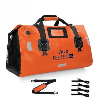 Imagem de Bolsa Traseira de Moto Cauda Grande Capacidade Mochila Pilotagem Equipamento Cavaleiro Design Topo Rolante em PVC Cinto Liberação Rápida Couro Reflexivo Multifuncional Ombro Bagagem Viagem Ciclismo