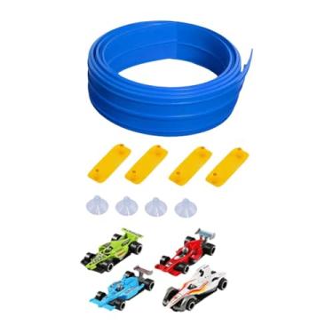 Imagem de MERIGLARE Pista de corrida flexível para carrinhos de metal fundido, 4,88 m de comprimento, leve, para montar você mesmo, ideal para crianças de 3 a 8 anos, Azul