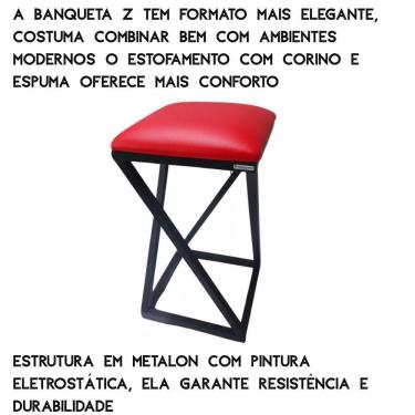 Imagem de Banqueta Z Média 50 Cm Com Armação De Metal Com Assento Estofada Vermelho