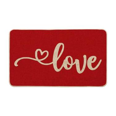 Imagem de Capacho, Dia dos Namorados, casamento, discreto, para entrada interna e externa, 43 x 73 cm (vermelho)