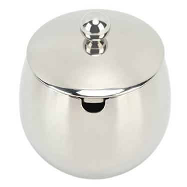 Imagem de Alomejor Jarra de Sal, Jarra Grande de Aço Inoxidável Com Tampa, Açucareiro de Aço 304 para Bancada de Cozinha, Recipiente de Armazenamento Seguro para Máquina de Lavar Louça para Doces (Prata)