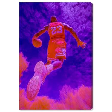 Imagem de Arte de parede Neon Bold Heavenly Basketball Canvas Print da Art Remedy, Gallery Wrapped, 50 x 76 cm