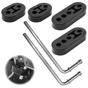 Imagem de Conjunto de hastes de escapamento de borracha para serviço pesado 23 cm 90° Ganchos de aço para escapamento de aço macio revestido de zinco cabide de silenciador 2 furos 4 furos montagem isolante