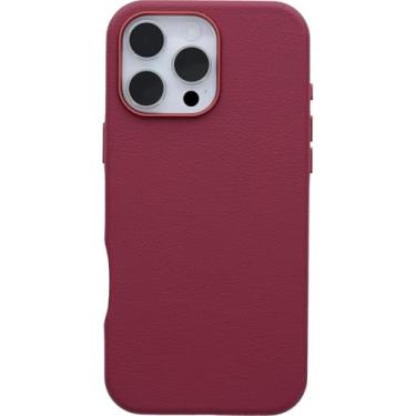 Imagem de OtterBox Capa para iPhone 16 Pro Max (apenas) - Symmetry Series Cactus Leather - Foxberry (rosa) - Encaixa-se à Magsafe - Ultra elegante - Bordas elevadas protegem a câmera e a tela - Embalagem sem