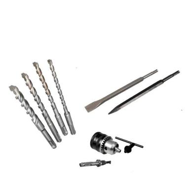Imagem de Kit Sds Com Brocas + Mandril + Ponteiro Talha Para Martelete