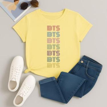 Imagem de Tshirt Camiseta Algodão Estampa Linhas BTS 617 Fofinha Clean Girl Modi