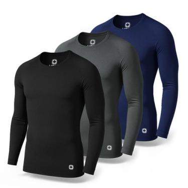 Imagem de Kit 3 Camisetas Térmicas Masculina Segunda Pele Camisa Uv50+ - Gröve, 