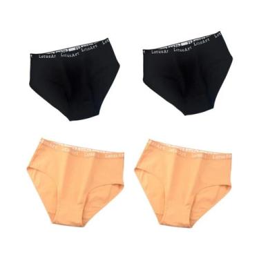 Imagem de Calcinhas De Algodão plus Size Para Mulheres, 4 Peças/Conjunto, Cintur