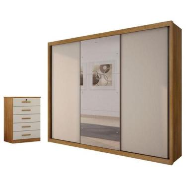 Imagem de Guarda Roupa Casal Palazzo com Espelho e Gaveteiro Suiça Cumaru 25 Fen