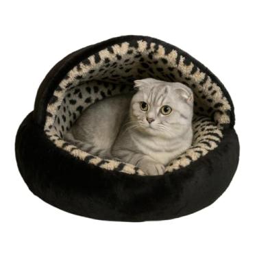 Imagem de CAMA PET PLUSH TOCA NUVEM COBERTA FECHADA CAMINHA COM COBERTURA PELUCIADA CASINHA FORMATO DONUT IGLU(PRETO,G (60CM))