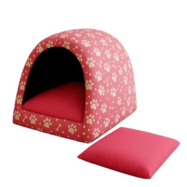 Imagem de Cama pra Cachorro e Gato Casinha Toca Iglu P a G(1 Rosa 1 Azul + 2 Almofadas,M)