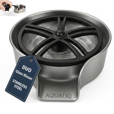 Imagem de AquaDuo enxaguador de vidro e pulverizador de pia de cozinha, lavador de copo de aço inoxidável, limpador de copo, lavador de garrafas, limpador de vidro, acessório de pia de bar, pulverizador de