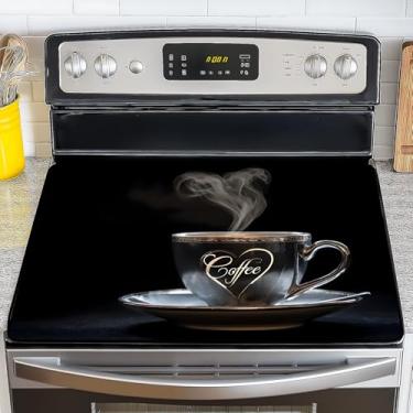 Imagem de NYZE Tampa superior de fogão para fogão elétrico/de vidro, protetor de fogão de topo plano, capa de fogão elétrico, espaço extra no balcão para cozinha (café)