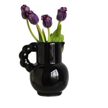 Imagem de Vasos criativos vaso de cerâmica de orelha única para casa arranjo de flores para sala de estar ornamentos de entrada para sala de estar vaso de mesa (B)