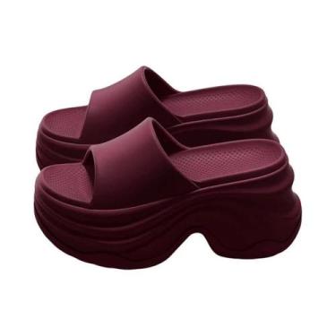 Imagem de Chinelos De Plataforma EVA Em Cores Sólidas Para Mulheres, Solado Gros