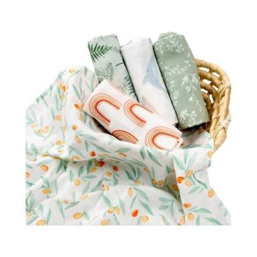 Imagem de Babadores De Algodão Muslin De Bambu Macio 5PCS 60x60cm Confortáveis P