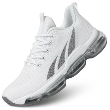 Imagem de Kapsen Tênis masculino para caminhada, corrida, respirável, moderno, tênis, malha, treino, casual, atlético, academia, esportes, Z49 branco, 38