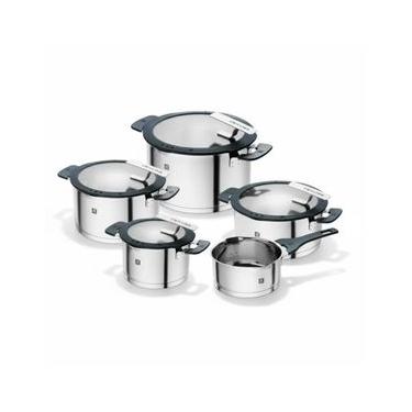 Imagem de Jogo de Panelas em Aço Inox Zwilling Simplify 5 Peças com Suporte de Tampa e Escoamento...