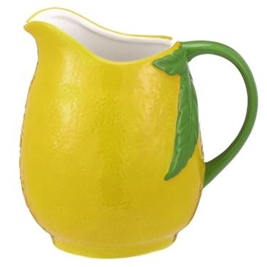 Imagem de Blushtier Jarra de limão em forma de limonada pintada à mão, vaso de cerâmica de 16 cm, decoração de limonada para cozinha, sala de estar, prateleira, escritório, mesa de centro de mesa